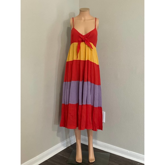 See By Chloe Striped Multi Color Sleeveless Maxi Dress Size 2 - Picture 1 of 4